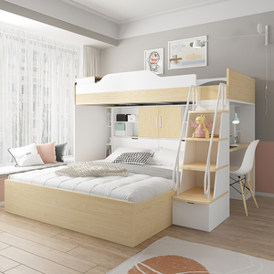 多功能组合高低子母床儿童双人床上下铺大人双层两层床带书桌一体