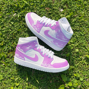 apc remake球鞋定制耐克nike aj1 mid蓝紫光变星空光感应改造diy
