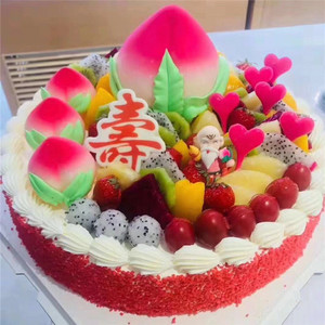 老人祝寿寿桃生日蛋糕同城配送四川成都市锦江区青羊区金牛区武侯