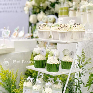 清新绿色系列婚礼甜品台装饰 纸杯蛋糕布丁杯蛋糕插件
