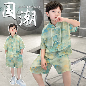 男童汉服夏装套装夏季中大童短袖衣服儿童中国风薄款男孩唐装短袖
