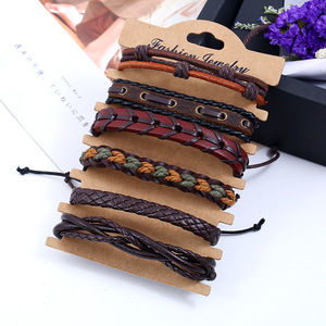 6pc Wrap Bracelets Set, Ethnic Tribal Bracelets复古真皮手链