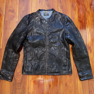 diesel 黑金龟甲经典皮衣 山羊皮黑色男士水洗修身款