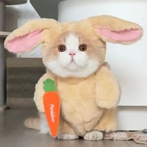 猫咪变装兔兔宠物搞怪跳直立衣带胡萝卜搞笑兔子衣服
