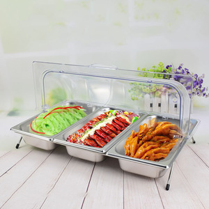 不锈钢食品托盘架水果盘子盒子自助餐卤菜凉菜熟食展示盘餐具商用