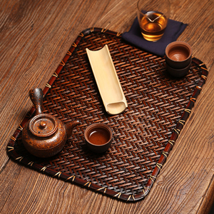 手工竹编干泡茶席 中式禅意杯垫桌布香道竹席 茶具配件茶盘泡茶帘