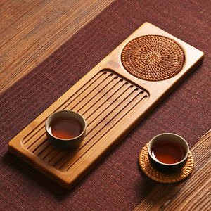 日式干泡台茶具小茶盘竹制长方形奉托盘实木家用简约迷你茶台茶海