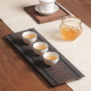 005人付款淘宝茶排茶垫紫竹日式茶杯架子茶壶托杯垫茶席竹制功夫茶具