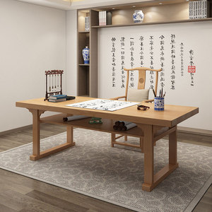 实木书桌中式练字桌毛笔书法专用桌现代家用双层学生书画书房案台