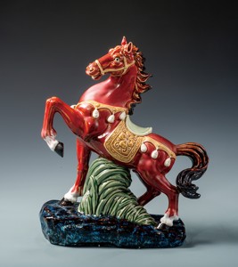 陶瓷石湾公仔陶艺马生肖新春节庆家居装饰礼品《志在千里》吴祥坚