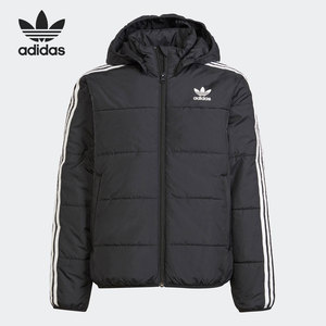 Adidas/阿迪达斯三叶草黑儿童休闲运动保暖梭织短款棉服H34564