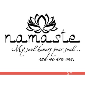 瑜伽莲花图案英文墙贴画健身馆养生馆背景玻璃装饰namaste墙贴纸