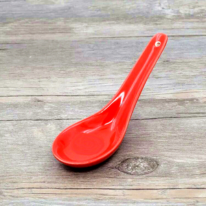 中国红色创意小勺 韩国勺子喝汤勺汤匙 结婚喜庆陶瓷红勺餐具搭配