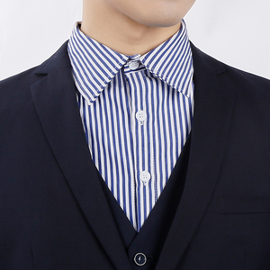 假领子男蓝色条纹衬衫假领百搭假衬衣领男士配毛衣西装多功能秋冬