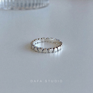 DAFA小众设计心形戒指 S925纯银简约ins冷淡风星星造型复古做旧戒
