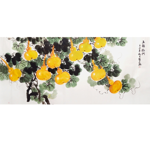 国画纯手绘横幅客厅书房写意花鸟葫芦福禄招财沙发背景墙挂画