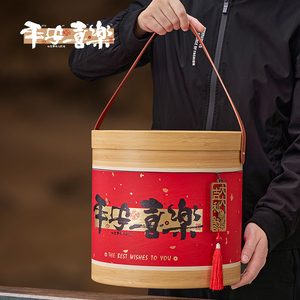 新款年货礼盒大小号圆桶纸罐通用坚果干果茶叶包装盒春节礼品包装
