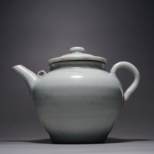 古董瓷器 包老明代龙泉窑粉青执壶茶壶 古玩茶道摆件 老物件真品