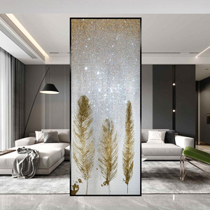 艺术玻璃北欧客厅屏风隔断现代简约家用装饰玄关透光轻奢抽象星空