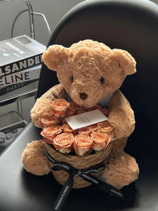 泰迪熊公仔小海狸玩偶猪抱抱熊鲜花包装盒棕色毛衣熊草帽毛绒玩具