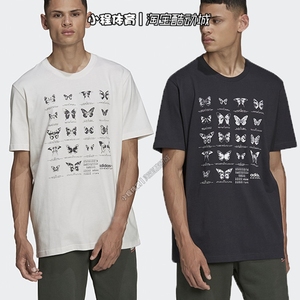 adidas三叶草男装2022新款蝴蝶标本印花针织短袖t恤hf4801 hf4802