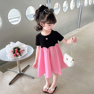 女宝宝夏装拼接连衣裙2023年新款幼儿园小公主夏天时髦韩版公主裙