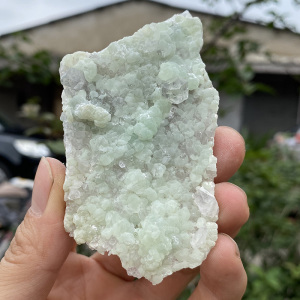 天然葡萄石水晶共生原矿 diy饰品吊坠原石 矿物晶体教学标本收藏