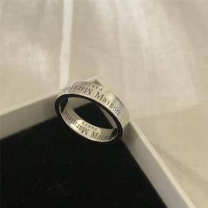 欧美风时尚MM6马吉拉数字颠倒徽标纯银戒指男女情侣对戒做旧指环