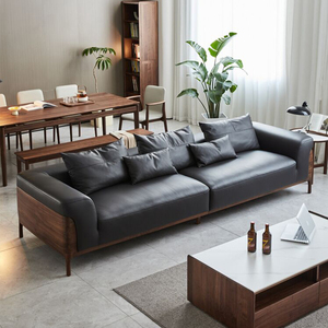 新中式实木沙发单人客厅三四人位办公室胡桃木小户型双人2024新款