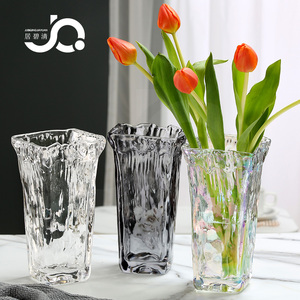 西班牙风格手工鲜花郁金香弗朗简约现代玻璃花瓶桌面北欧欧式透明