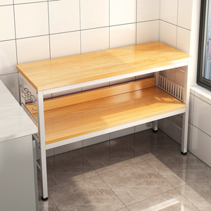 厨房专用桌子家用多功能双层小长桌长方形切菜桌操作台落地置物架
