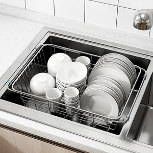 水槽沥水篮洗碗池沥水架碗架伸缩碗碟碗筷碗盘厨房不锈钢滤置物架