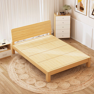 5米木板床现代简约经济型单人床1.8储物床出租房全实木床