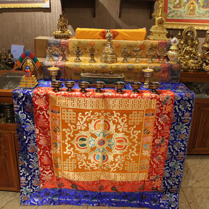藏式民族风藏族面料阶梯式桌布三层佛柜桌围方形家用密宗佛龛装饰