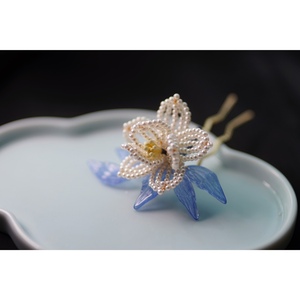 辑珠梨花仿故宫配色发簪配饰百搭花钗铜镀金头饰