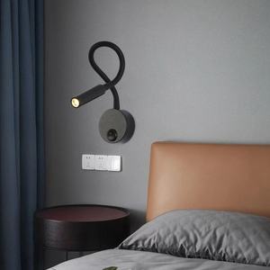 酒店民宿简约卧室客房伸缩臂软管可调节壁灯带开关床头LED阅读灯