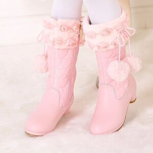 000人付款淘宝女童高跟靴子2018新款韩版公主棉靴儿童长靴秋冬童鞋小