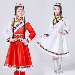 儿童少数民族藏族舞台演出服幼儿园节目表演服西藏小卓玛藏袍连衣