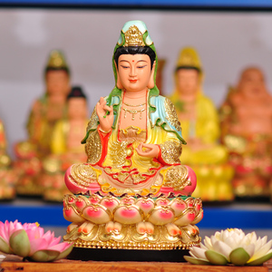 七彩观音菩萨12寸大慈大悲南海观音娘娘16寸观世音菩萨树脂佛像