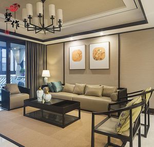 新中式沙发现代中式客厅实木沙发后现代禅意样板房家具组合定制