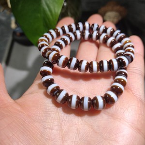 天然糖沁料糖色一线药师珠玛瑙老型桶珠手串缠丝玛瑙手链8×7mm