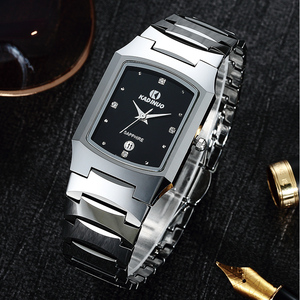 卡迪诺正品钨钢方形男表简约防水石英表时尚商务男式日历手表新款