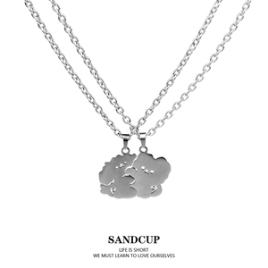 SANDCUP抱抱狗项链闺蜜原创设计可爱钛钢礼物ins潮姐妹拼接情侣款