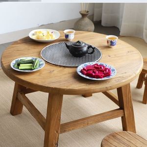 家用围炉桌火锅桌商用饭店日式茶桌烤火茶几煮茶桌圆形矮几小茶台