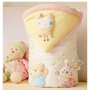 韩国贡缎棉婴儿抱被春秋冬包被新生儿用品初生抱毯加厚外出小被子