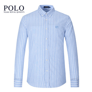 皇家保罗条纹长袖衬衫男2022春季新款纯棉衬衣休闲商务时尚上衣