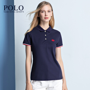 保罗2020女装夏季新款棉运动polo衫女装纯色休闲宽松翻领短袖t恤