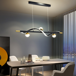 简约餐厅吊灯北欧轻奢风格2020年新款长方形直盘饭厅吧台led灯具