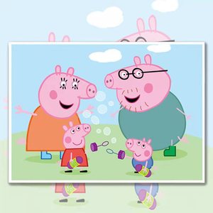 小猪佩奇一家四口十字绣钻石画新款手工刺绣贴画精准印花卡通可爱