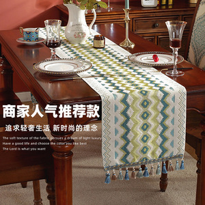 轻奢桌旗美式高端茶几布艺电视柜餐桌客厅家用装饰长条桌布餐垫